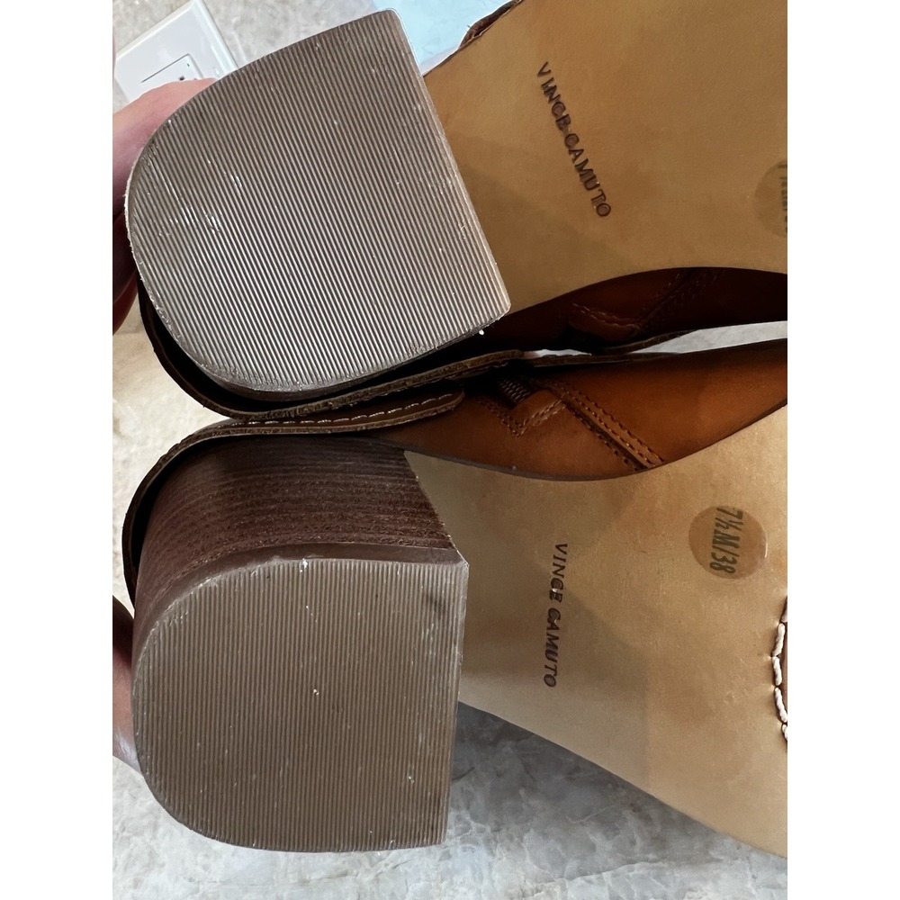 Vince Camuto Women's Alolison Mid-Calf Boot Caramel Brown Leather 7.5 - Picture 7 of 9
